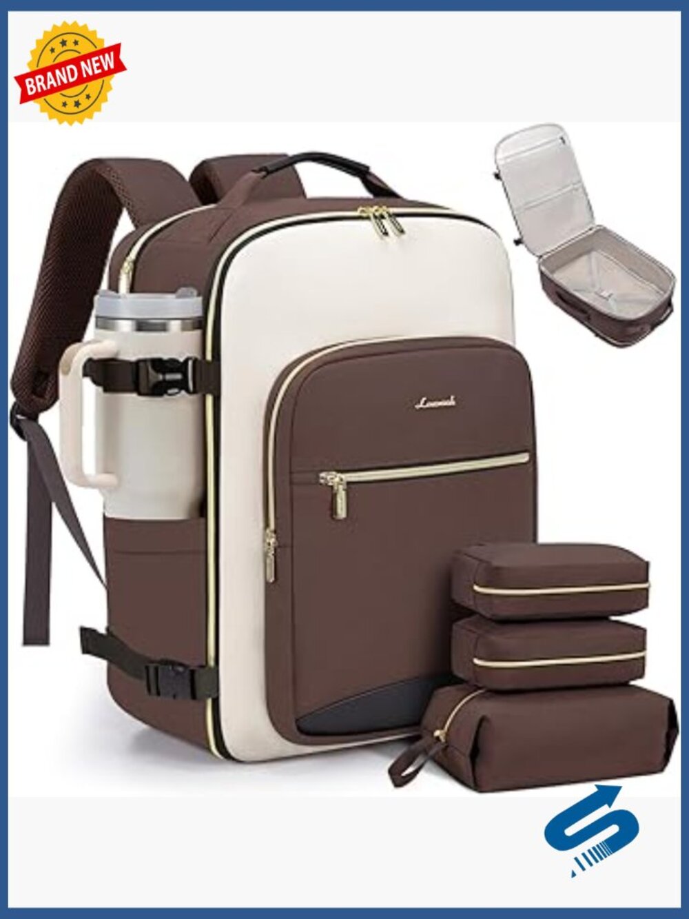40L Travel Backpack Carry On Luggage with Packing Cubes Fits 17" Laptop